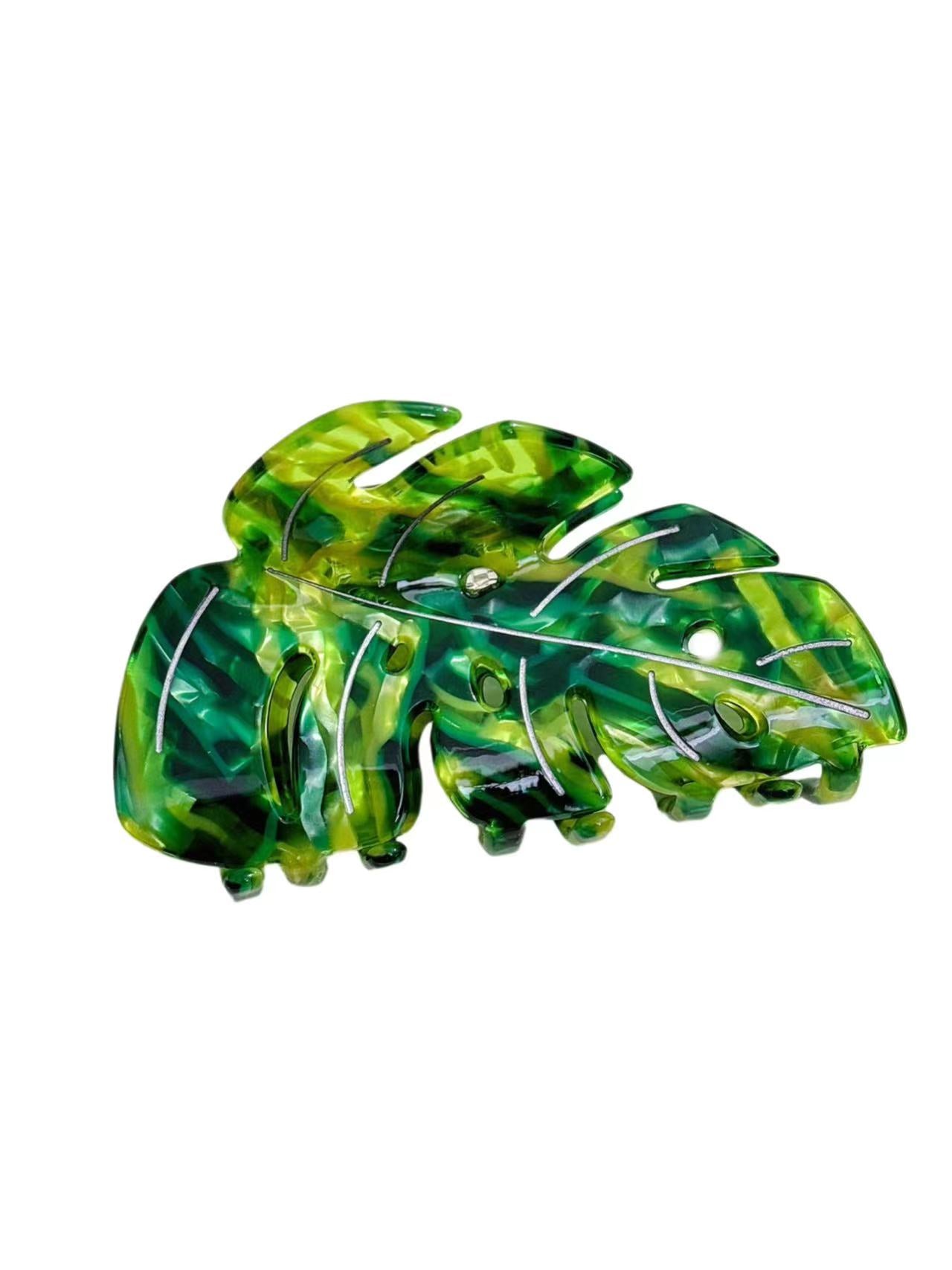 Monstera hair claw clip GREEN