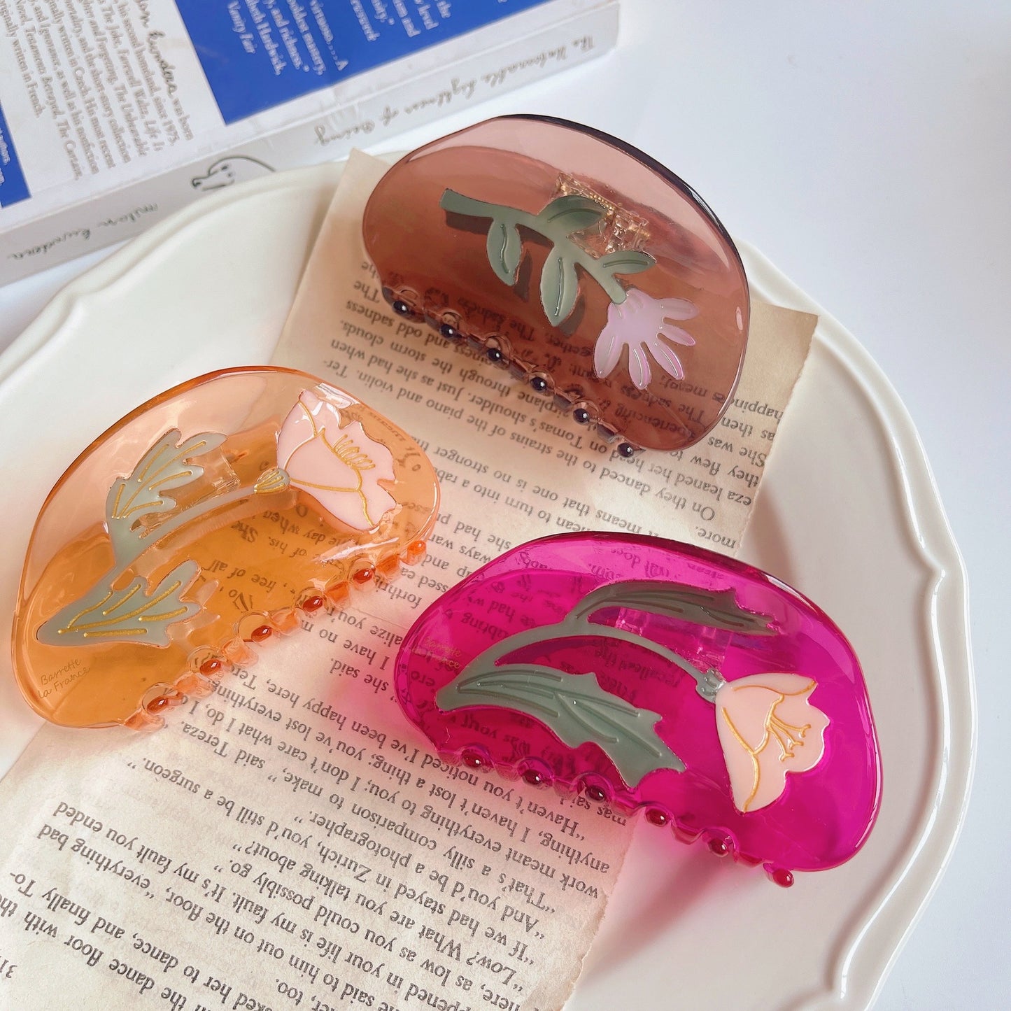 Carnation Hair Claw clip