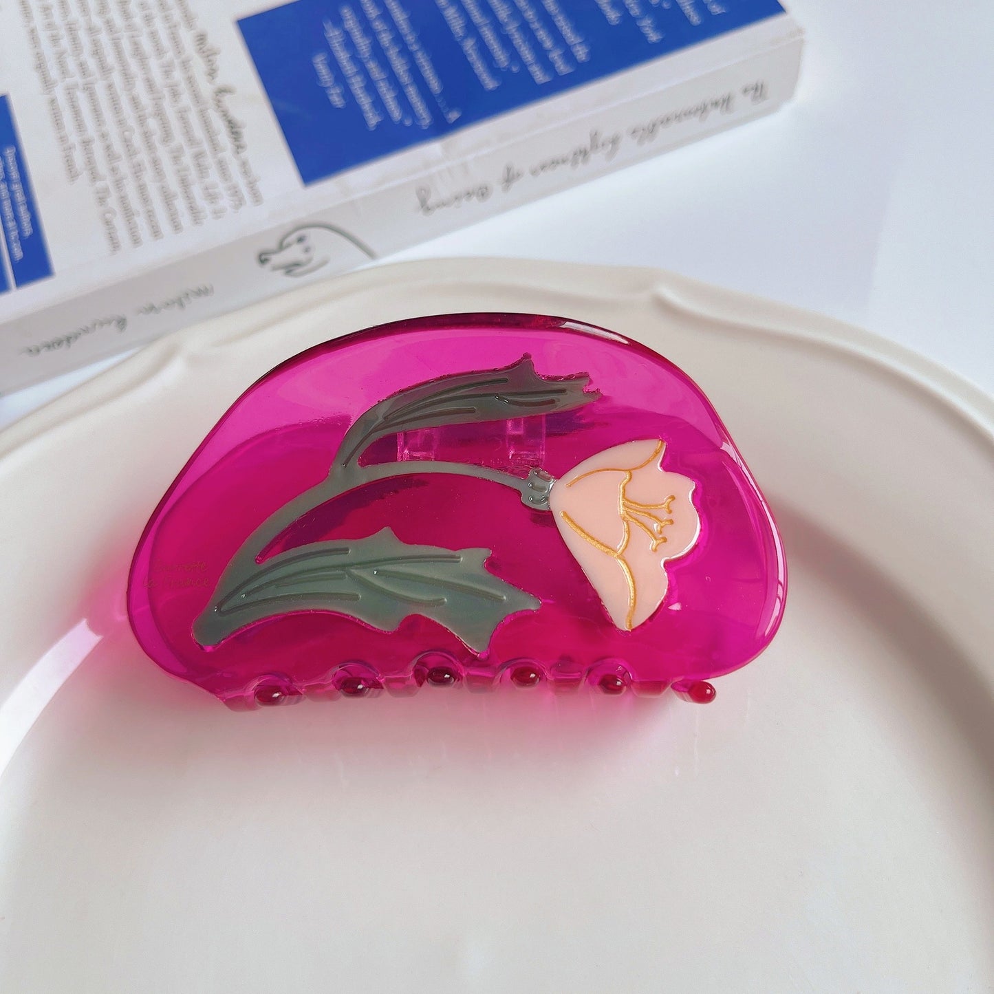 Carnation Hair Claw clip