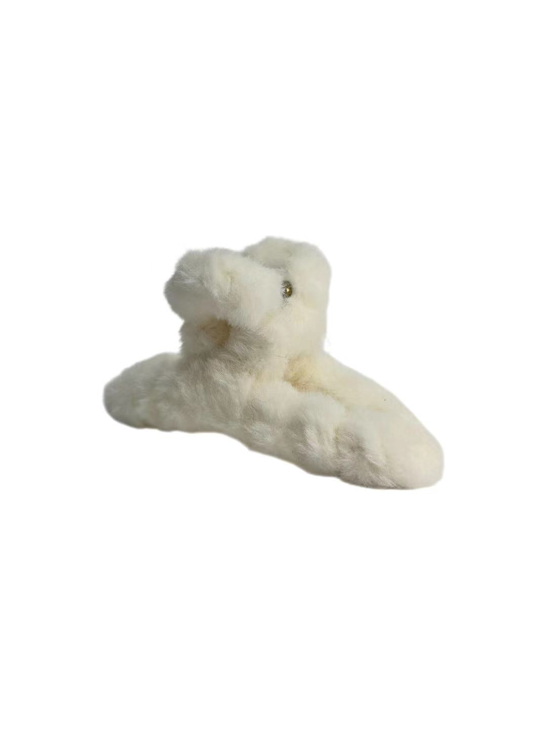 Fluffy Hair Claw Clip WHITE