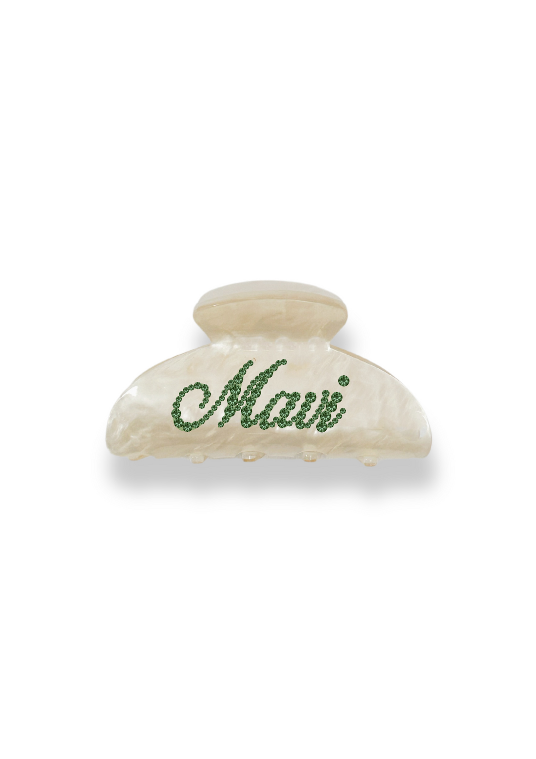Unveil Elegance: Personalized Ivory Rhinestone Name Hair Claw Clip Claw!