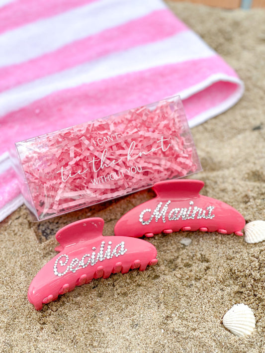 Personalized Elegance: The Ultimate Bridesmaid Gift – Custom Name Rhinestone Hair Claw Clips