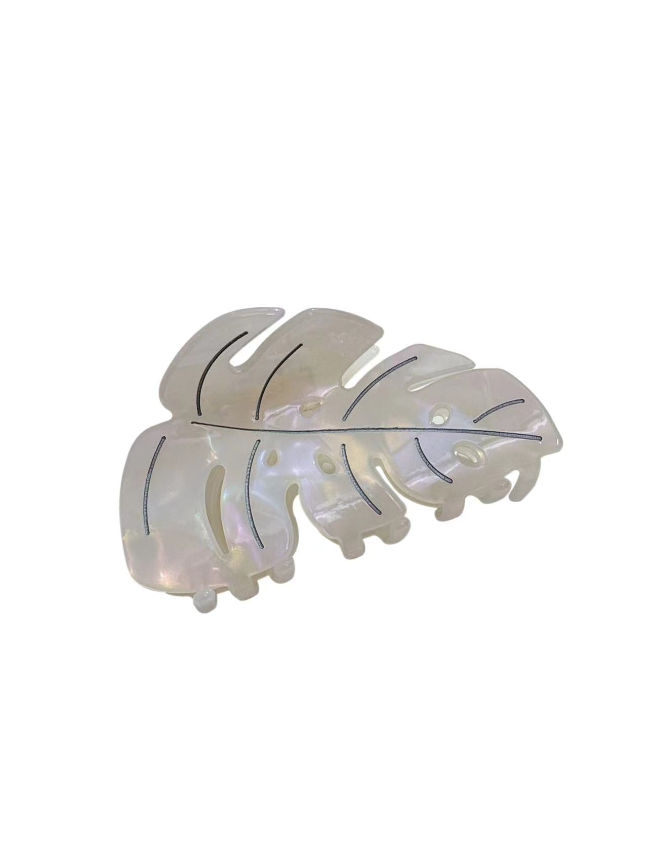 Monstera hair claw clip WHITE
