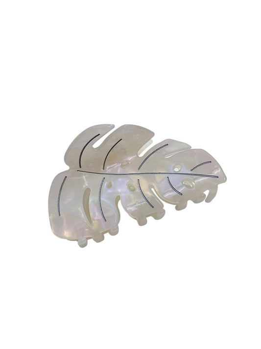 Monstera hair claw clip WHITE