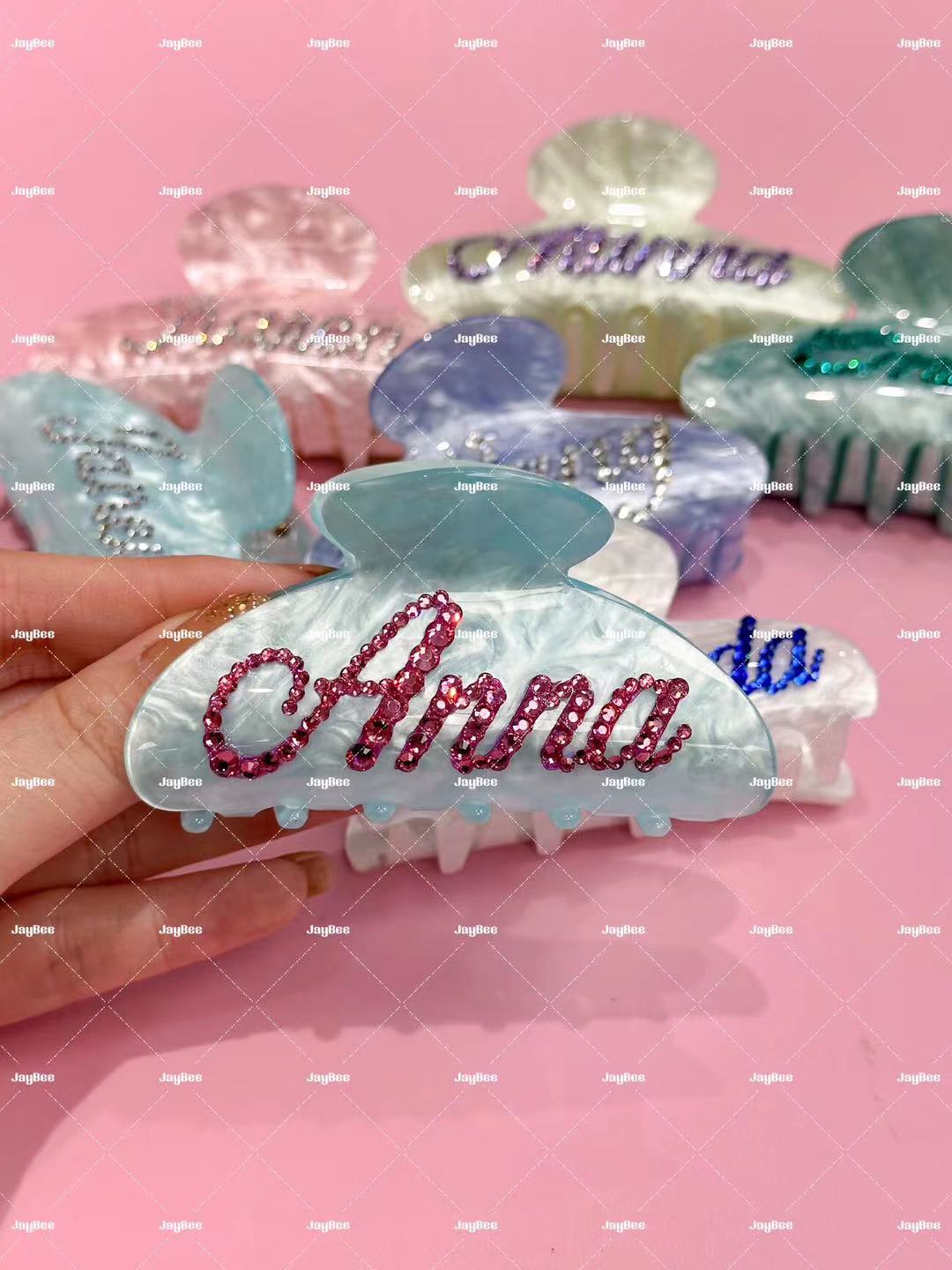 Personalized Rhinestone Name Hair Claw Clip - A Sparkling Statement Piece